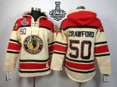 NHL Chicago Blackhawks #50 Corey Crawford White Sawyer Hooded Sweatshirt 2015 Stanley Cup Stitched Jerseys