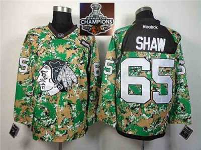 NHL Chicago Blackhawks #65 Andrew Shaw Camo Veterans Day Practice 2015 Stanley Cup Champions jerseys