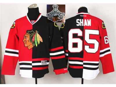 NHL Chicago Blackhawks #65 Andrew Shaw Red Black Split 2015 Stanley Cup Champions jerseys