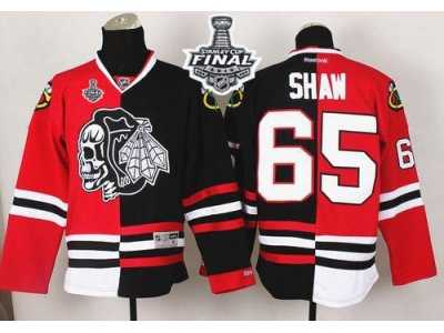 NHL Chicago Blackhawks #65 Andrew Shaw Red-Black Split White Skull 2015 Stanley Cup Stitched Jerseys