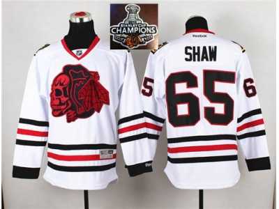 NHL Chicago Blackhawks #65 Andrew Shaw White(Red Skull) 2014 Stadium Series 2015 Stanley Cup Champions jerseys