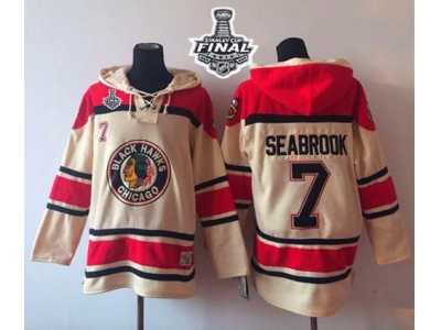 NHL Chicago Blackhawks #7 Brent Seabrook Cream Sawyer Hooded Sweatshirt 2015 Stanley Cup Stitched Jerseys