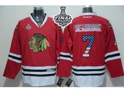 NHL Chicago Blackhawks #7 Brent Seabrook Red USA Flag Fashion 2015 Stanley Cup Stitched Jerseys
