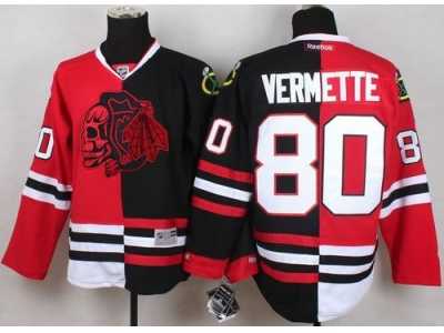 NHL Chicago Blackhawks #80 Antoine Vermette Red Black Split Red Skull Stitched jerseys