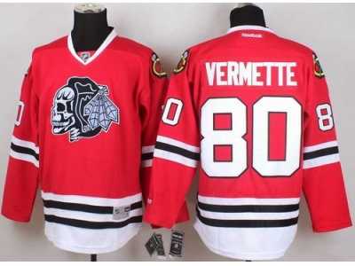 NHL Chicago Blackhawks #80 Antoine Vermette Red(White Skull) Stitched jerseys