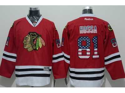 NHL Chicago Blackhawks #81 Marian Hossa Red Jerseys(USA Flag Fashion)