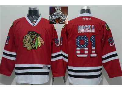 NHL Chicago Blackhawks #81 Marian Hossa Red USA Flag Fashion 2015 Stanley Cup Champions jerseys