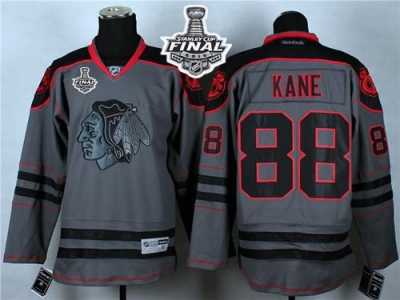 NHL Chicago Blackhawks #88 Patrick Kane Charcoal Cross Check Fashion 2015 Stanley Cup Stitched Jerseys