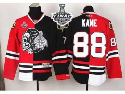 NHL Chicago Blackhawks #88 Patrick Kane Red-Black Split White Skull 2015 Stanley Cup Stitched Jerseys
