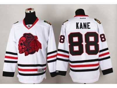 NHL Chicago Blackhawks #88 Patrick Kane White(Red Skull) Stitched Jerseys