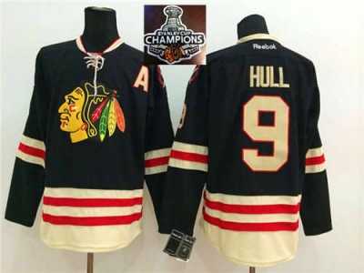 NHL Chicago Blackhawks #9 Bobby Hull 2015 Winter Classic Black 2015 Stanley Cup Champions jerseys