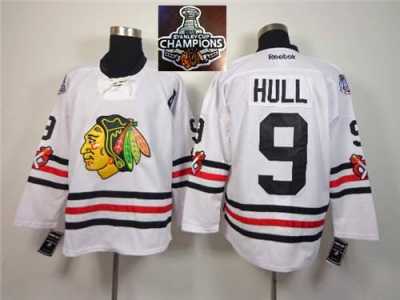 NHL Chicago Blackhawks #9 Bobby Hull 2015 Winter Classic White 2015 Stanley Cup Champions jerseys