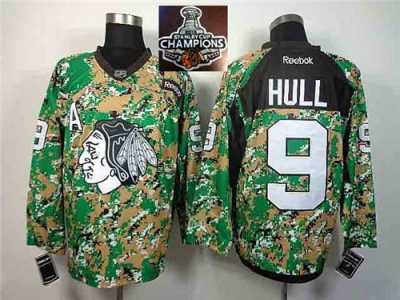 NHL Chicago Blackhawks #9 Bobby Hull Camo Veterans Day Practice 2015 Stanley Cup Champions jerseys