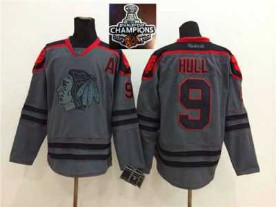 NHL Chicago Blackhawks #9 Bobby Hull Charcoal Cross Check Fashion 2015 Stanley Cup Champions jerseys
