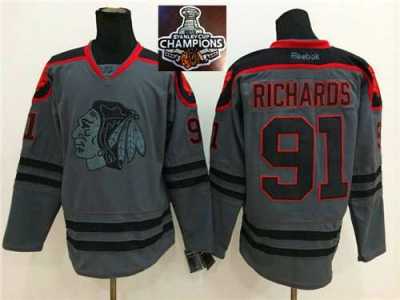 NHL Chicago Blackhawks #91 Brad Richards Charcoal Cross Check Fashion 2015 Stanley Cup Champions jerseys
