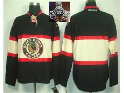 NHL Chicago Blackhawks Blank Black New Third 2015 Stanley Cup Champions jerseys