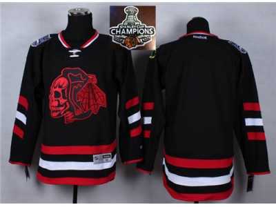 NHL Chicago Blackhawks Blank Black(Red Skull) 2014 Stadium Series 2015 Stanley Cup Champions jerseys