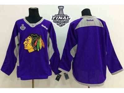 NHL Chicago Blackhawks Blank Purple Practice 2015 Stanley Cup Stitched Jerseys