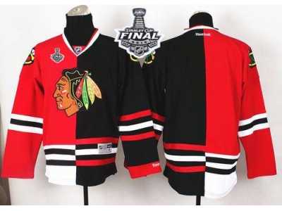 NHL Chicago Blackhawks Blank Red-Black Split 2015 Stanley Cup Stitched Jerseys