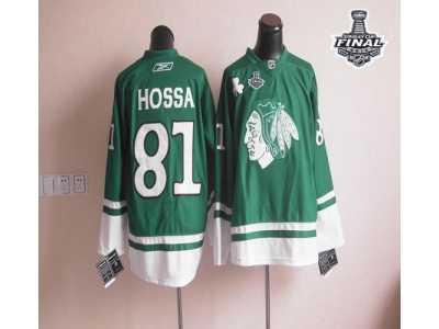 NHL Chicago Blackhawks St Patty's Day #81 Marian Hossa Green 2015 Stanley Cup Stitched Jerseys