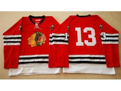 NHL Mitchell And Ness 1960-61 Chicago Blackhawks #13 Noname red Throwback jerseys