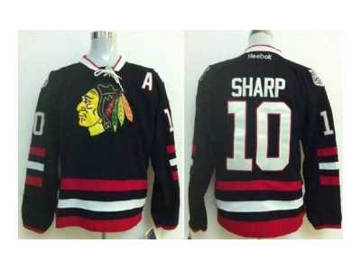 nhl jerseys chicago blackhawks #10 sharp black[2014 new stadium][patch A]