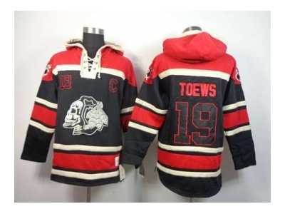 nhl jerseys chicago blackhawks #19 toews red-black[pullover hooded sweatshirt][the skeleton head][patch C]