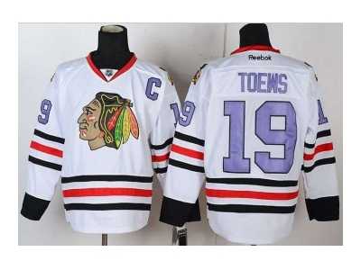 nhl jerseys chicago blackhawks #19 toews white[number purple][patch C]