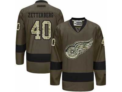 Detroit Red Wings #40 Henrik Zetterberg Green Salute to Service Stitched NHL Jersey