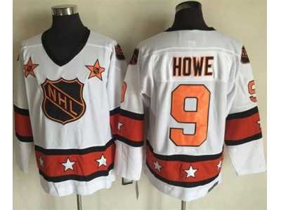 Detroit Red Wings #9 Gordie Howe White Orange All Star CCM Throwback Stitched NHL Jersey