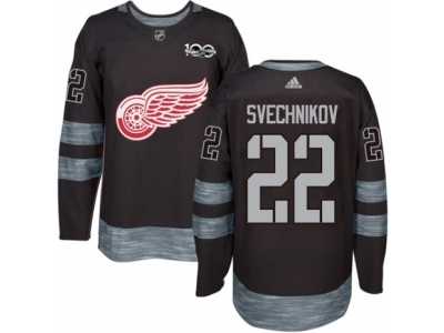 Men's Adidas Detroit Red Wings #22 Evgeny Svechnikov Authentic Black 1917-2017 100th Anniversary NHL Jersey