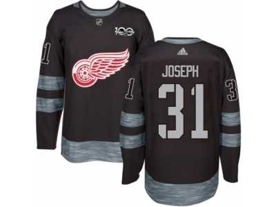 Men's Adidas Detroit Red Wings #31 Curtis Joseph Authentic Black 1917-2017 100th Anniversary NHL Jersey