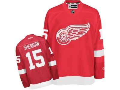 Men's Reebok Detroit Red Wings #15 Riley Sheahan Authentic Red Home NHL Jersey
