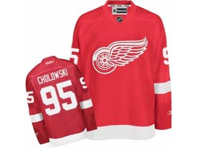 Men's Reebok Detroit Red Wings #95 Dennis Cholowski Authentic Red Home NHL Jersey