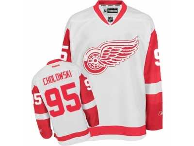 Men's Reebok Detroit Red Wings #95 Dennis Cholowski Authentic White Away NHL Jersey