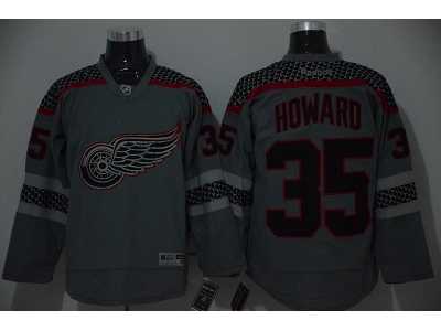 NHL detroit red wings #35 Jimmy Howard Charcoal Cross Check Fashion jerseys