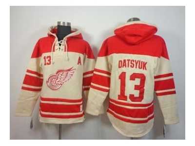 nhl jerseys detroit red wings #13 datsyuk red-cream[pullover hooded sweatshirt patch A]