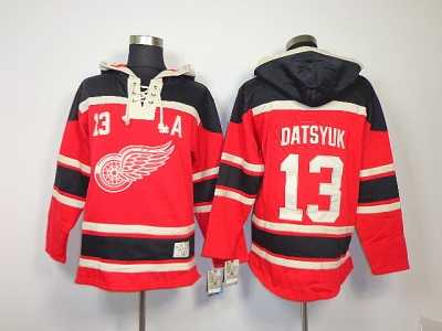 nhl jerseys detroit red wings #13 datsyuk red[pullover hooded sweatshirt patch A]