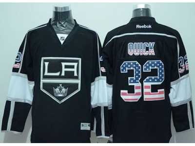 Los Angeles Kings #32 Jonathan Quick Black USA Flag Fashion Stitched NHL Jersey
