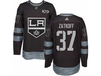 Men's Adidas Los Angeles Kings #37 Jeff Zatkoff Authentic Black 1917-2017 100th Anniversary NHL Jersey
