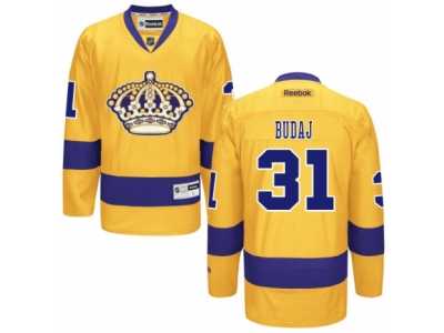 Men's Reebok Los Angeles Kings #31 Peter Budaj Authentic Gold Alternate NHL Jersey