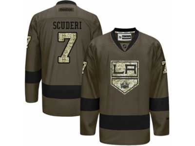 Men's Reebok Los Angeles Kings #7 Rob Scuderi Authentic Green Salute to Service NHL Jersey