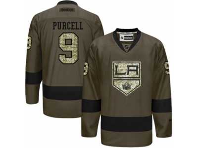 Men's Reebok Los Angeles Kings #9 Teddy Purcell Authentic Green Salute to Service NHL Jersey