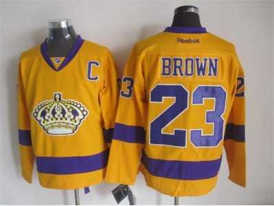 NHL Los Angeles Kings #23 brown stadium yellow jerseys