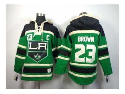 nhl jerseys los angeles kings #23 brown green[pullover hooded sweatshirt][patch C]
