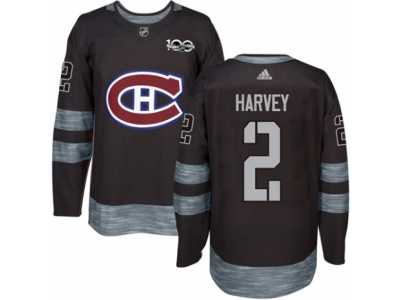 Men's Adidas Montreal Canadiens #2 Doug Harvey Authentic Black 1917-2017 100th Anniversary NHL Jersey