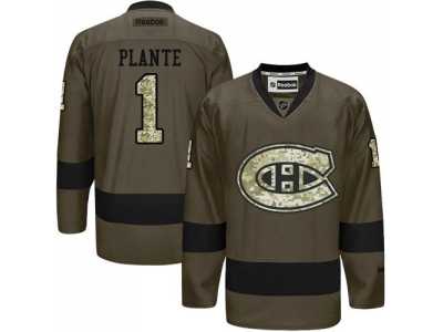 Montreal Canadiens #1 Jacques Plante Green Salute to Service Stitched NHL Jersey