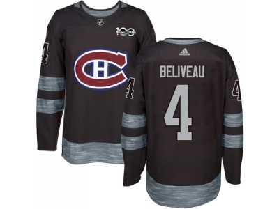 Montreal Canadiens #4 Jean Beliveau Black 1917-2017 100th Anniversary Stitched NHL Jersey