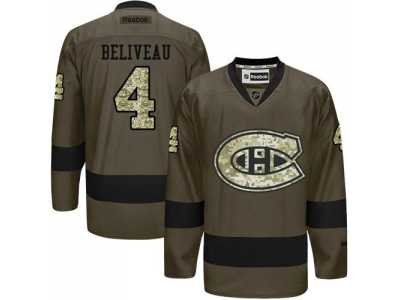 Montreal Canadiens #4 Jean Beliveau Green Salute to Service Stitched NHL Jersey