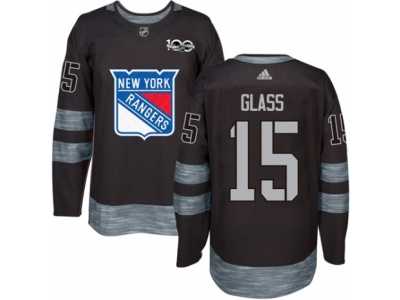 Men's Adidas New York Rangers #15 Tanner Glass Authentic Black 1917-2017 100th Anniversary NHL Jersey